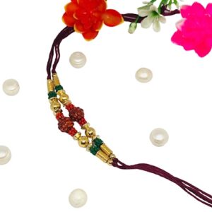 Set of Two Rudraksha Rakhi Thread. Raksha bandhan Gift for your Brother Vary Color and Multi Design