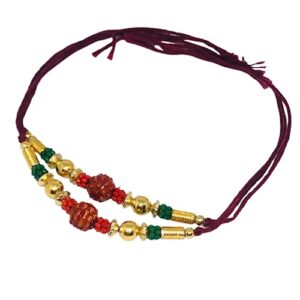 Set of Two Rudraksha Rakhi Thread. Raksha bandhan Gift for your Brother Vary Color and Multi Design