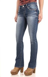 wallflower women's legendary bootcut mid-rise insta stretch juniors jeans (standard and plus), keller, 15