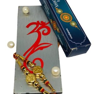 TheNext7 OM Rakhi for Brothers, Om Design Rakhi Thread Raksha Bandhan Gift for Your Brother Vary Color and Multi Design - Set of 2