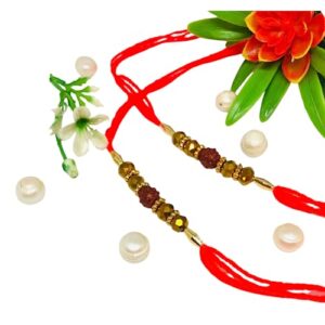 IndiaBigShop Set Of Two Rakhi, Stone & Moti, Thread. Rakhi, Raksha Bandhan Gift For Your Brother, Rakhi In Pair, Rakhi Designer, Vary Color