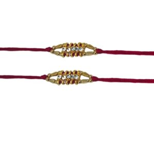 indiabigshop set of two rakhi, 7 stone rakhi thread, raksha bandhan present for your brother vary color and multi design