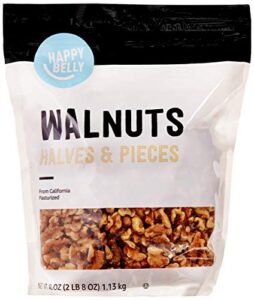 amazon brand - happy belly california walnuts halves and pieces, 40 ounce