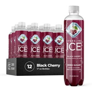 sparkling ice, black cherry sparkling water, zero sugar flavored water, with vitamins and antioxidants, low calorie beverage, 17 fl oz bottles (pack of 12)