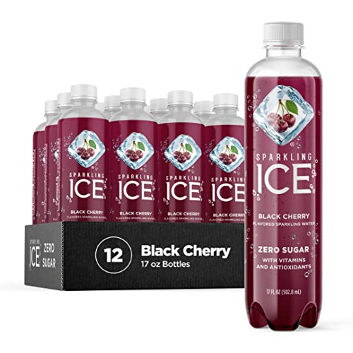 Sparkling Ice, Black Cherry Sparkling Water, Zero Sugar Flavored Water, with Vitamins and Antioxidants, Low Calorie Beverage, 17 fl oz Bottles (Pack of 12)