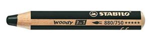 3 x stabilo woody 3 in 1 multi-talented jumbo pencil - black (880/750)