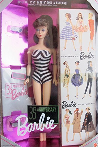 Barbie 35th Anniversary Doll (Brunette Hair) Reproduction 1959 Doll & Package Special Edition (1993)