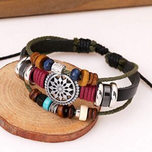 Trenro Women Lady Bohemia Wind Beaded Multilayer Hand Woven Bracelet Jewelry