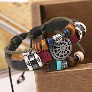 Trenro Women Lady Bohemia Wind Beaded Multilayer Hand Woven Bracelet Jewelry