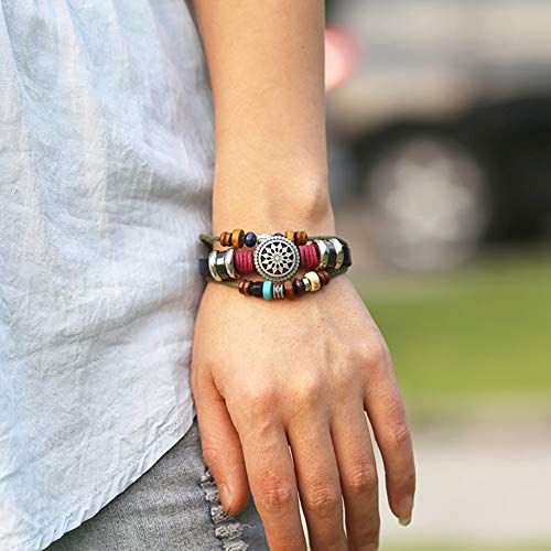 Trenro Women Lady Bohemia Wind Beaded Multilayer Hand Woven Bracelet Jewelry