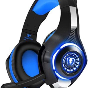 BlueFire Professional 3.5mm PS4 Gaming Headset Headphone with Mic and LED Lights for Playstation 4, PS5, Xbox one,Laptop, Computer (Blue)