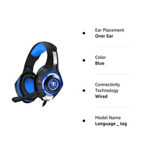 BlueFire Professional 3.5mm PS4 Gaming Headset Headphone with Mic and LED Lights for Playstation 4, PS5, Xbox one,Laptop, Computer (Blue)