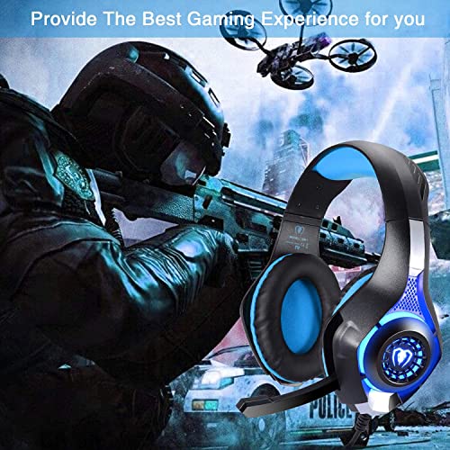 BlueFire Professional 3.5mm PS4 Gaming Headset Headphone with Mic and LED Lights for Playstation 4, PS5, Xbox one,Laptop, Computer (Blue)