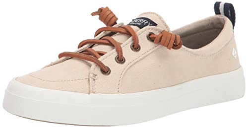 Sperry Womens Crest Vibe Linen Sneaker, Oat, 9