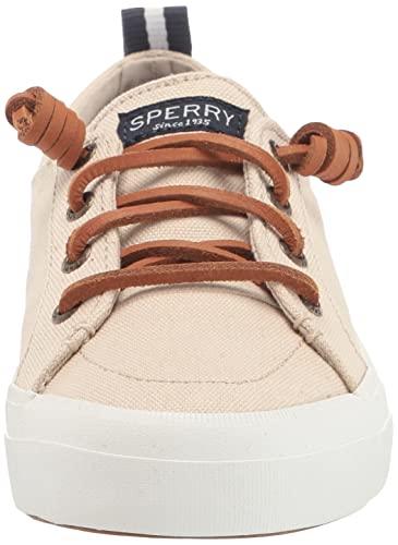 Sperry Womens Crest Vibe Linen Sneaker, Oat, 9