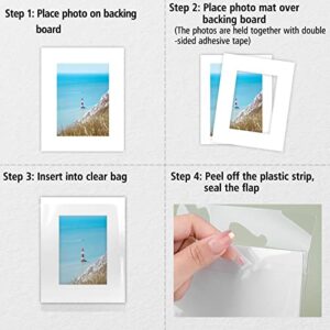 Golden State Art Pack of 25 White Pre-Cut 8x10 Picture Mat for 5x7 Photo with White Core Bevel Cut Mattes Sets. Includes 25 High Premier Acid Free Mats & 25 Backing Board & 25 Clear Bags