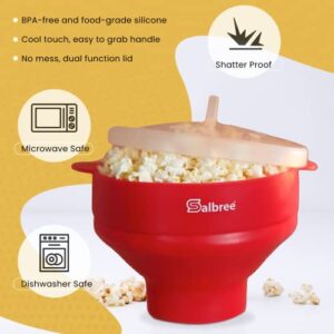 Salbree The Original Microwave Popcorn Popper, Silicone Popcorn Maker, Collapsible Microwavable Bowl - Hot Air Popper - No Oil Required - The Most Colors Available (Blue)