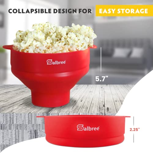 Salbree The Original Microwave Popcorn Popper, Silicone Popcorn Maker, Collapsible Microwavable Bowl - Hot Air Popper - No Oil Required - The Most Colors Available (Blue)