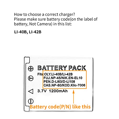 LI-40B USB Charger for Olympus D-720, FE-230, FE-340, FE-280, FE-20, Stylus 710, 790SW, 770SW, 7010, 760, 720SW, VR-320, VR-310, X-935, X-905 Camera and More