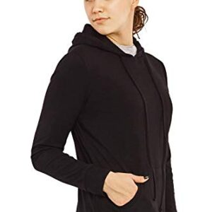 Sofra Women's Thin Cotton Pullover Hoodie Sweater (L, Black)