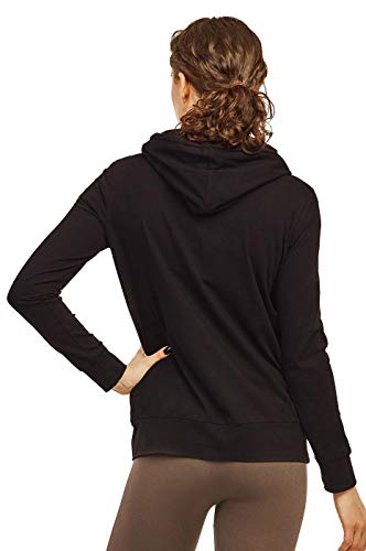 Sofra Women's Thin Cotton Pullover Hoodie Sweater (L, Black)