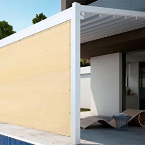 Shatex 90% Shade Fabric 6' x 10' Sun Shade Cloth with Grommets for Pergola Cover Canopy, Wheat, 12 Bungee Balls