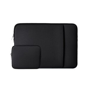 rainyear laptop sleeve case compatible with 13.3 inch notebook computer chromebook 2021 2022 new 14" macbook pro m1 a2442 protective cover soft bag with front pocket & accessories pouch(black)