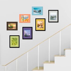 Golden State Art, Pack of 25 Mixed Colors Pre-Cut 11x14 Picture Mat for 8x10 Photo with White Core Bevel Cut Mattes Sets. Includes 25 High Premier Acid Free Mats & 25 Backing Board & 25 Clear Bags