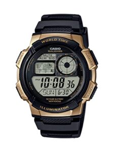 casio men's '10 year battery' quartz stainless steel and resin watch, color:black (model: ae-1000w-1a3vcf)