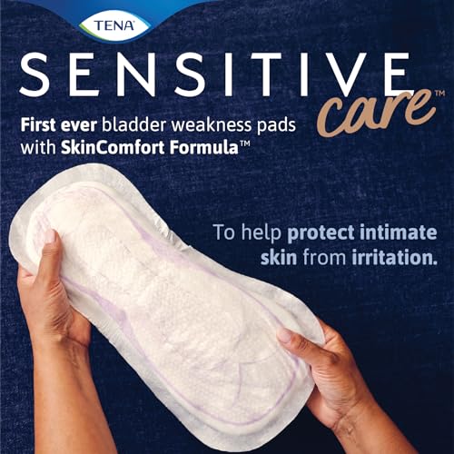 TENA Incontinence Pads, Bladder Control & Postpartum for Women, Overnight Absorbency, Extra Coverage, Sensitive Care - 84 Count