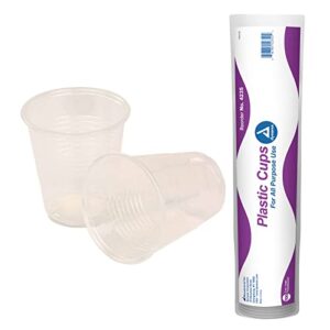 dynarex disposable clear drinking cups - single use plastic cups for office, hospital, clinic - with rolled rim, ribbed center - 3oz, bulk supplies box of 100