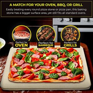 #1 Pizza Stone - Baking Stone. SOLIDO Rectangular 14"x16" - Perfect for Oven, BBQ and Grill