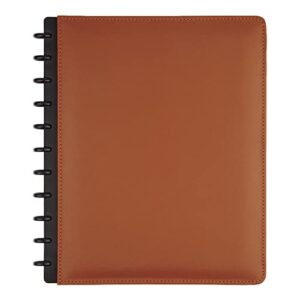tul custom note-taking system discbound notebook, letter size, leather cover, brown