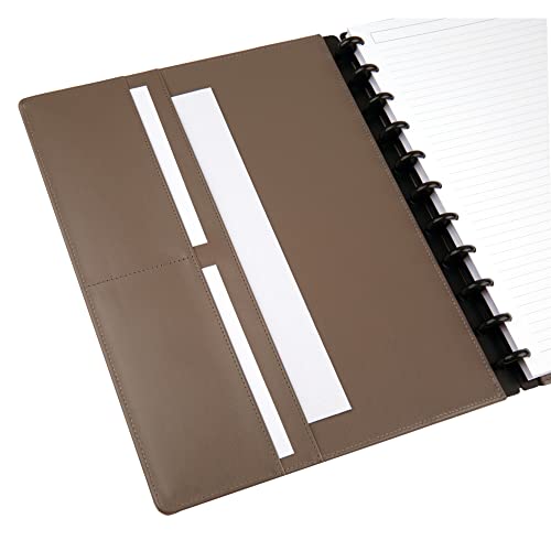TUL Custom Note-Taking System Discbound Notebook, Letter Size, Leather Cover, Brown
