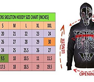 SKYLINEWEARS Men Full Face Mask Skeleton Skull Hoodie Sweatshirt Halloween Costume Hoodie Black S