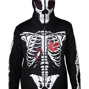 SKYLINEWEARS Men Full Face Mask Skeleton Skull Hoodie Sweatshirt Halloween Costume Hoodie Black S