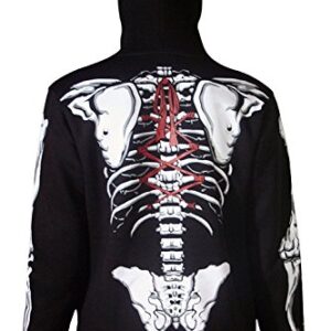 SKYLINEWEARS Men Full Face Mask Skeleton Skull Hoodie Sweatshirt Halloween Costume Hoodie Black S