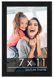 7x11 contemporary black wood picture frame - uv acrylic, foam board backing, & hanging hardware included!