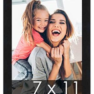 7x11 Contemporary Black Wood Picture Frame - UV Acrylic, Foam Board Backing, & Hanging Hardware Included!