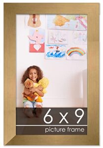 6x9 frame gold bronze wood picture frame - uv acrylic, foam board backing, & hanging hardware included!