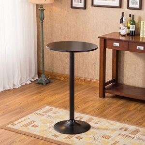 Roundhill Furniture Belham Round Top with Black Leg and Base Metal Bar Table