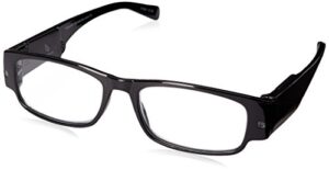 foster grant men's lightspecs lloyd reading glasses with lights rectangular, black/transparent, 59 mm + 1.75