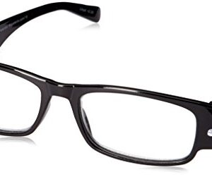 Foster Grant Men's LightSpecs Lloyd Reading Glasses with Lights Rectangular, Black/Transparent, 59 mm + 1.75