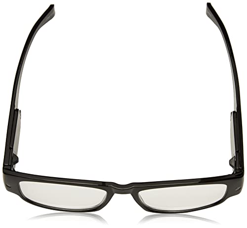 Foster Grant Men's Lloyd Lightspecs Lighted Reading Glasses Rectangular Reading Glasses, Black/Transparent, 59 mm, +1.50