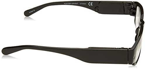 Foster Grant Men's Lloyd Lightspecs Lighted Reading Glasses Rectangular Reading Glasses, Black/Transparent, 59 mm, +1.50