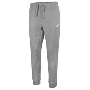 nike men's sportswear club joggers, dark grey heather/white, x-large