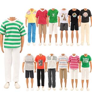 barwa lot 3 sets fashion outfit clothes 3 tops with 3 trousers for 12 inch boy friend doll