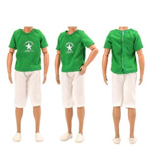 BARWA Lot 3 Sets Fashion Outfit Clothes 3 Tops with 3 Trousers for 12 inch Boy Friend Doll