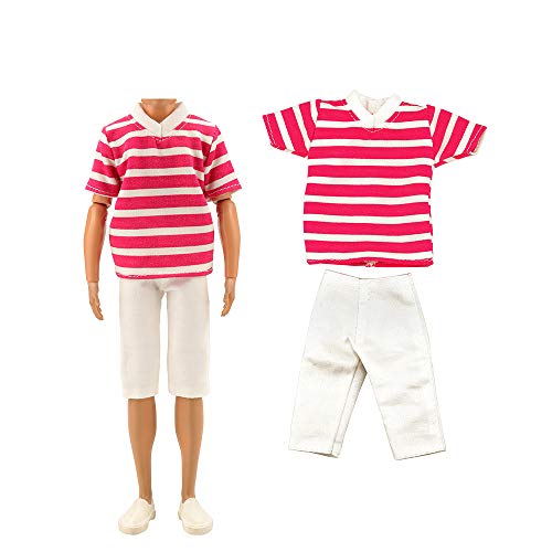 BARWA Lot 3 Sets Fashion Outfit Clothes 3 Tops with 3 Trousers for 12 inch Boy Friend Doll