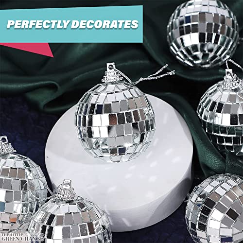 24Pcs Mini Disco Ball Party Decorations - Silver Mini Plastic Ornaments Small Disco Balls Valentines Tree Decorations for Wedding - 2" for Disco Party Decorations Holiday Tree Wedding Party Festival